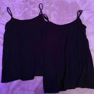 2 pack; lengthy black tank tops; plain